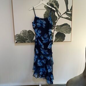 Lulus floral navy blue wedding guest dress size XL